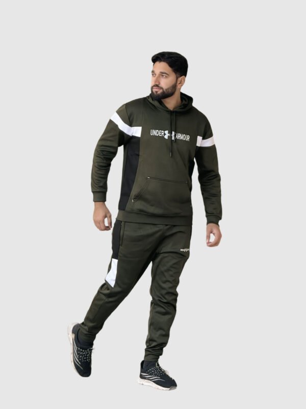 Under Armor Hoodie Tracksuit (Olive Green) - Image 3