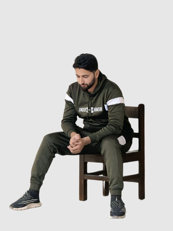 Under Armor Hoodie Tracksuit (Olive Green) - Image 6